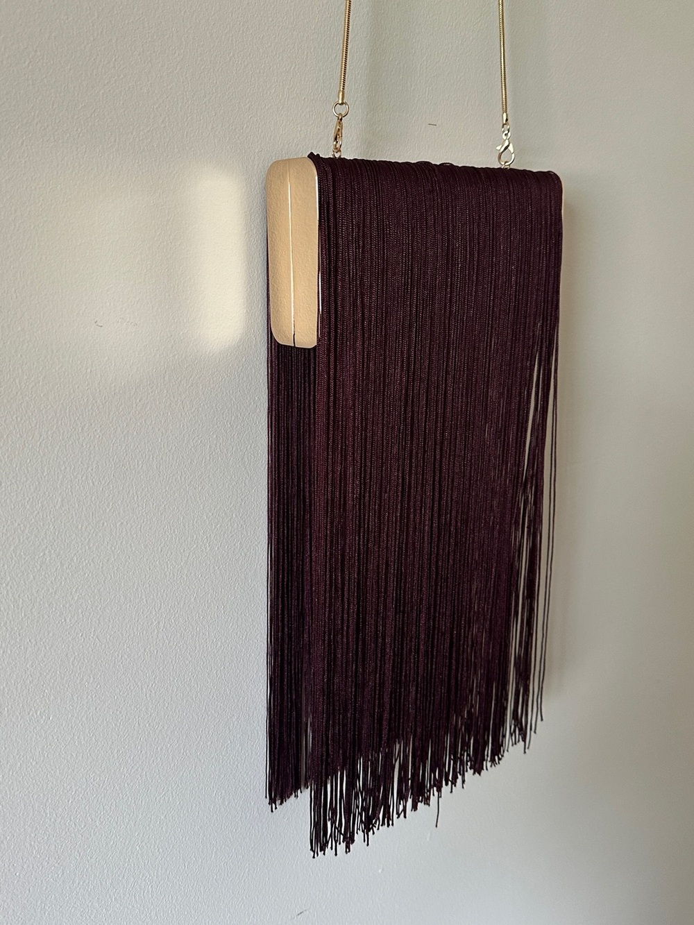 NWOT AKIRA Burgundy Fringe Clutch